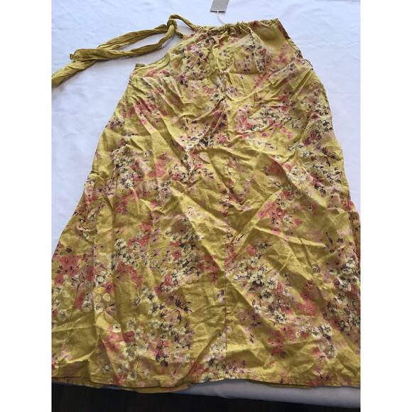 NWT Bellambra Pure 100% Linen Bow Dress Mustard Yellow Pink Floral Boho Sz XS - Picture 8 of 10